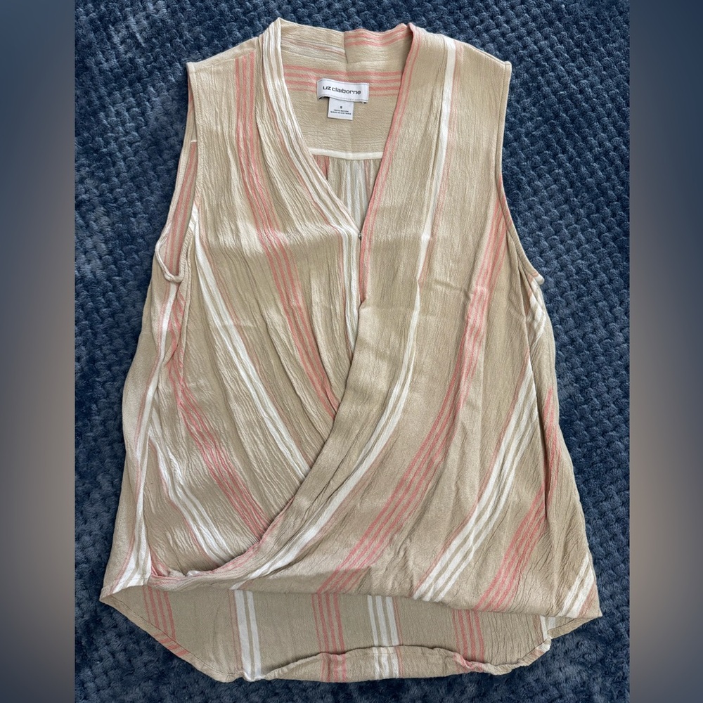 Liz Claiborne Gold Tan Asymmetrical Wrap Blouse